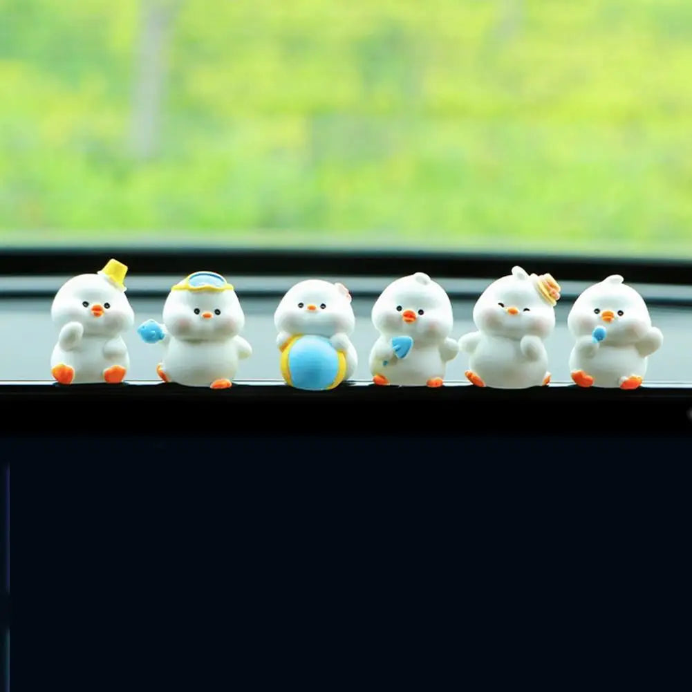 6-Pack Mini Duck Car Dashboard Ornaments | Resin Decor Set Car Dashboard Ornament QXL 6pcs