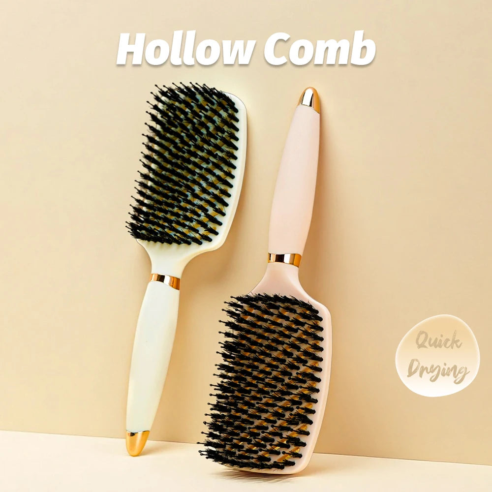 K.H.Lina Hog Bristle Air Cushion Comb | Anti-Static Wet & Dry Hair Comb QXL