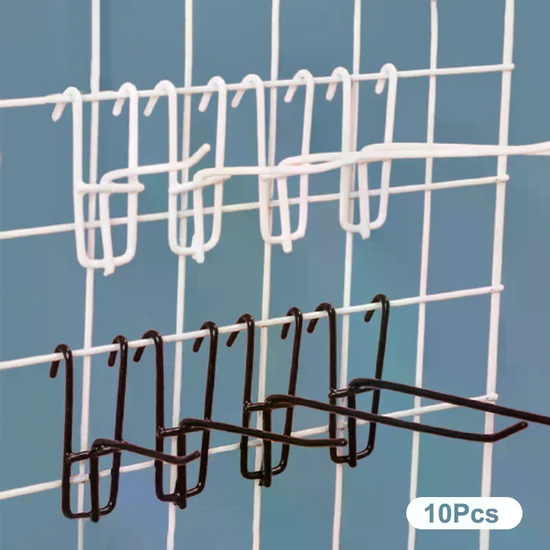 10-Pack Iron Wire Mesh Grid Hooks 3.3mm | 5–20cm Display Wire Grid Hooks QXL