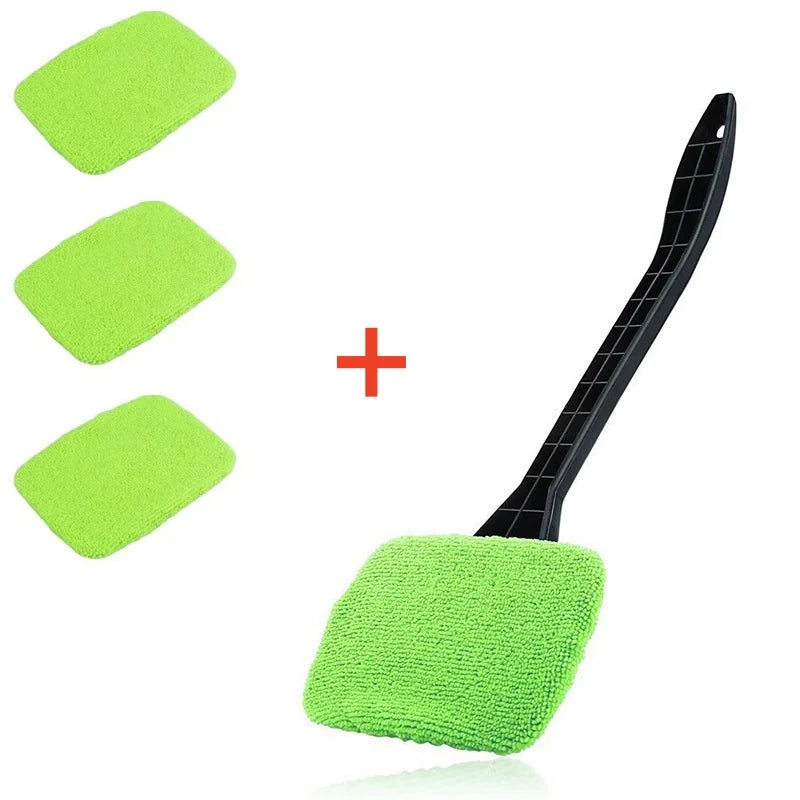Car Window Cleaner Brush Kit – Long Handle Microfiber Wiper Car Cleaning Brush QXL 4PC-Green