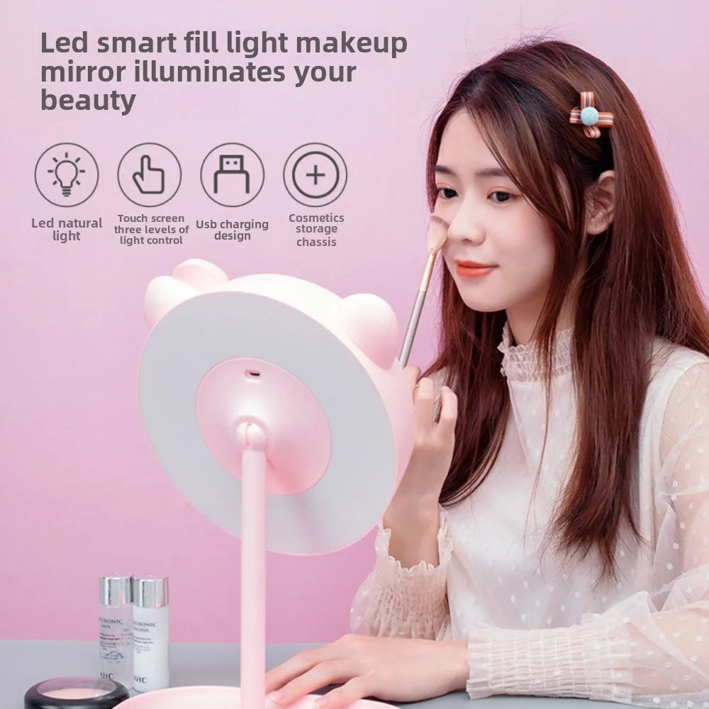 LED Vanity Mirror 3-Color Fill Light | Desktop Makeup Mirror LED Vanity Mirror QXL