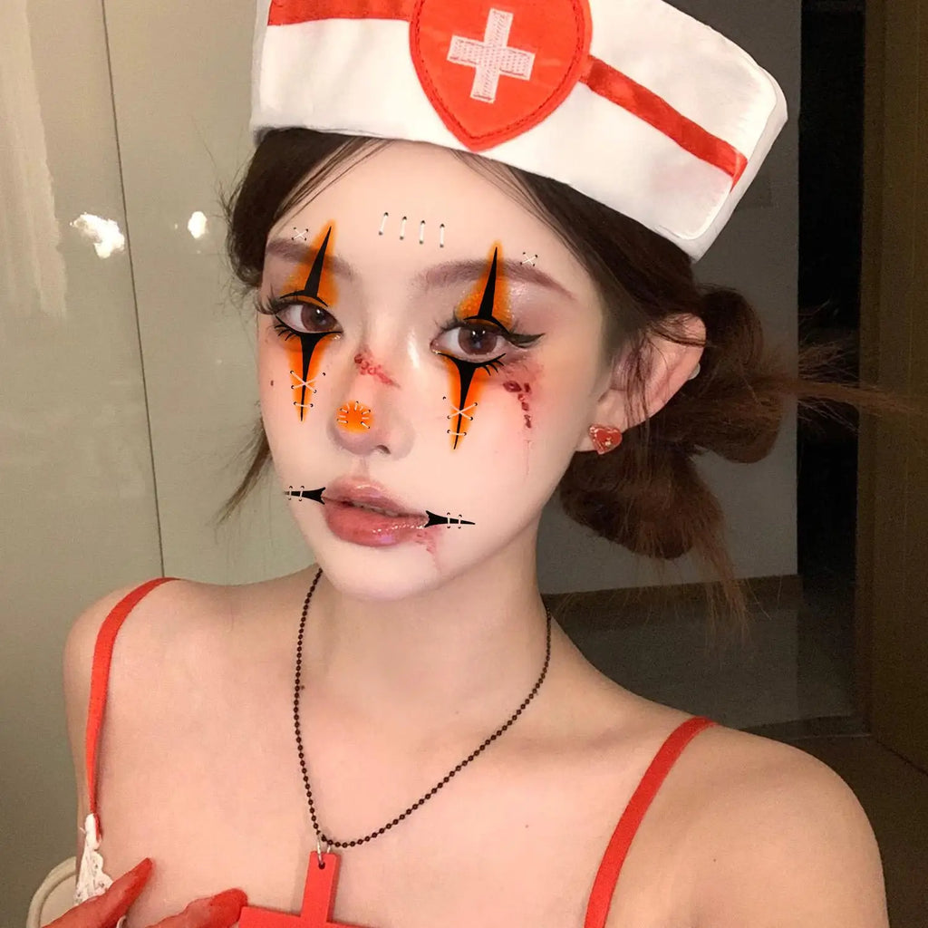 Halloween Joker Clown Temporary Face Tattoo Sticker Waterproof Temporary Face Tattoo QXL
