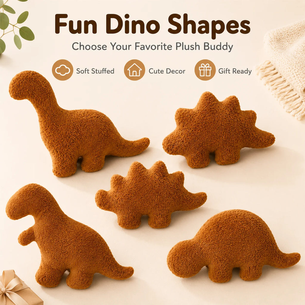 Dinosaur Nugget Plush Pillow | Soft Stuffed Dino Toy Stuffed Plush Pillow QXL