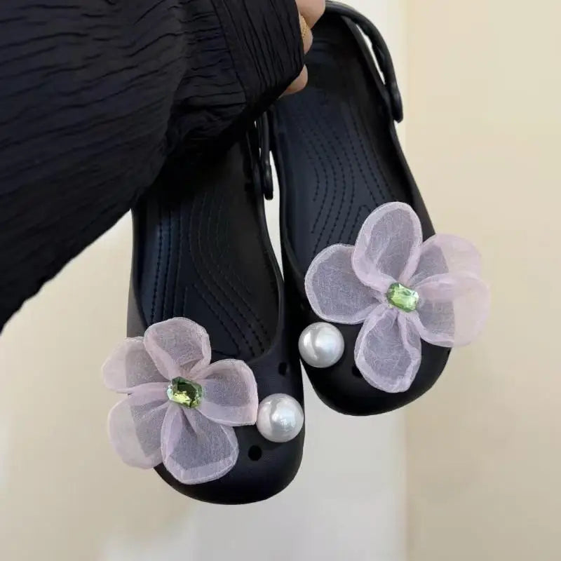 Pearl Rhinestone Flower Shoe Charms Set | Ballet Shoe Decor Shoe Charms Set QXL A4