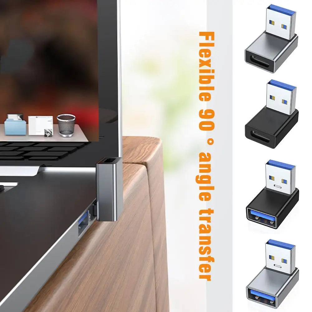 90° Angled USB 3.0 Male to Female Adapter – 4 Directions USB Angle Adapter QXL