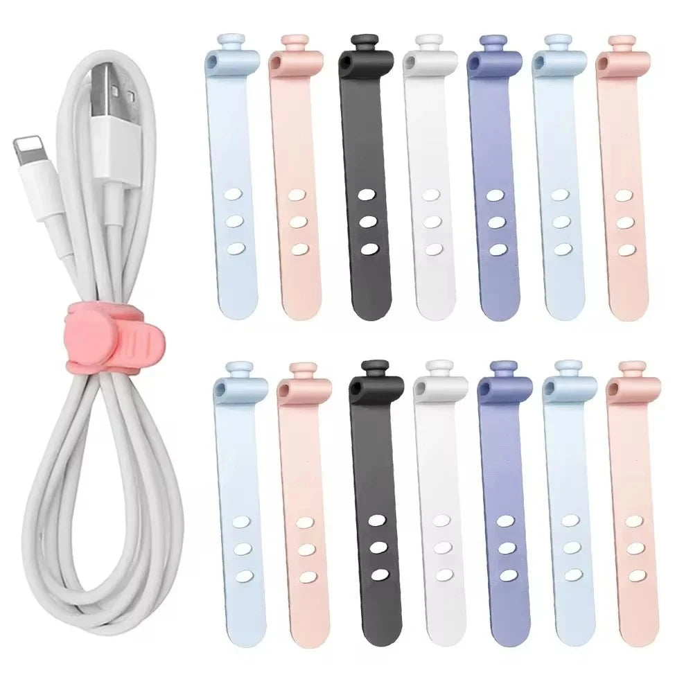 Silicone Cable Ties Organizer Clips | Cord Winder Straps Cable Management Clips QXL