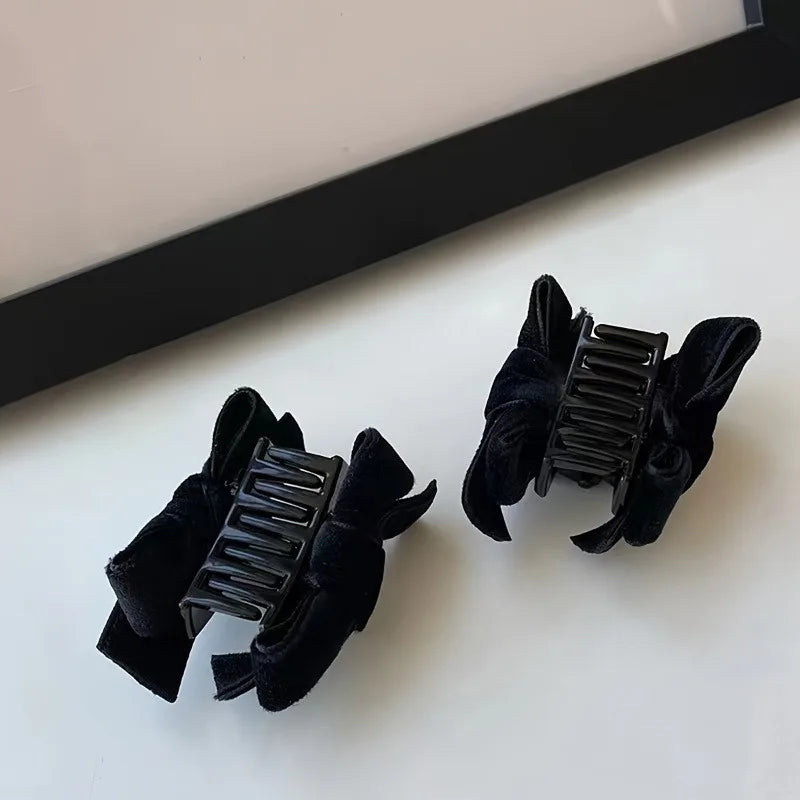 Black Velvet Bow Hair Claw Clips | 1/2/4/6-Pack Gift Set Hair Claw Clip QXL