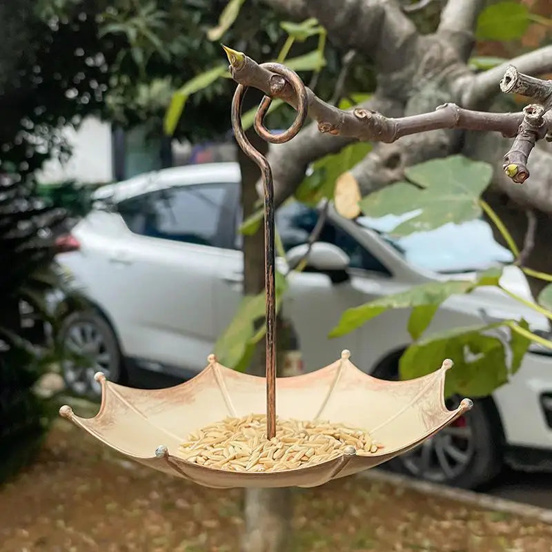 Weatherproof Hanging Iron Bird Feeder | Large Outdoor Tray Hanging Bird Feeder QXL