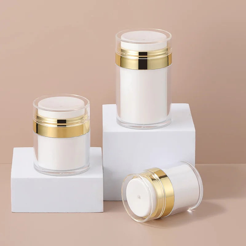 Airless Pump Jar Refillable Cream & Lotion Bottle 15–100ml Airless Pump Jar QXL Top Outlet-Gold 100ml