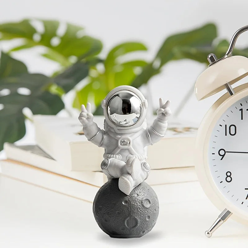 Gold Chrome Astronaut Figurine with Marble Base | Sci-Fi Decor Decorative Figurine QXL