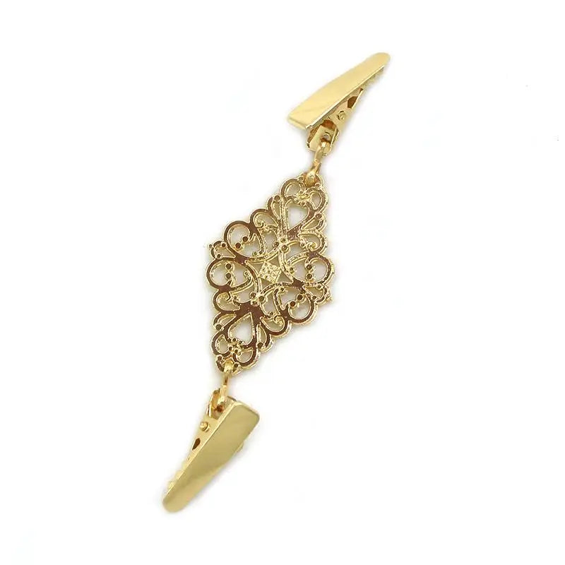 Retro Flower Sweater Clip Fastener | Collar Brooch for Women Sweater Clip Brooch QXL Gold
