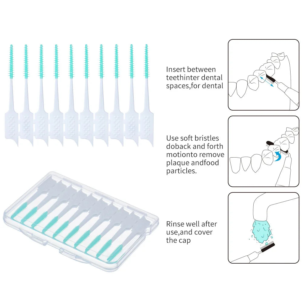 Silicone Interdental Brushes with Floss | 20/40/200 Pack Interdental Brush QXL