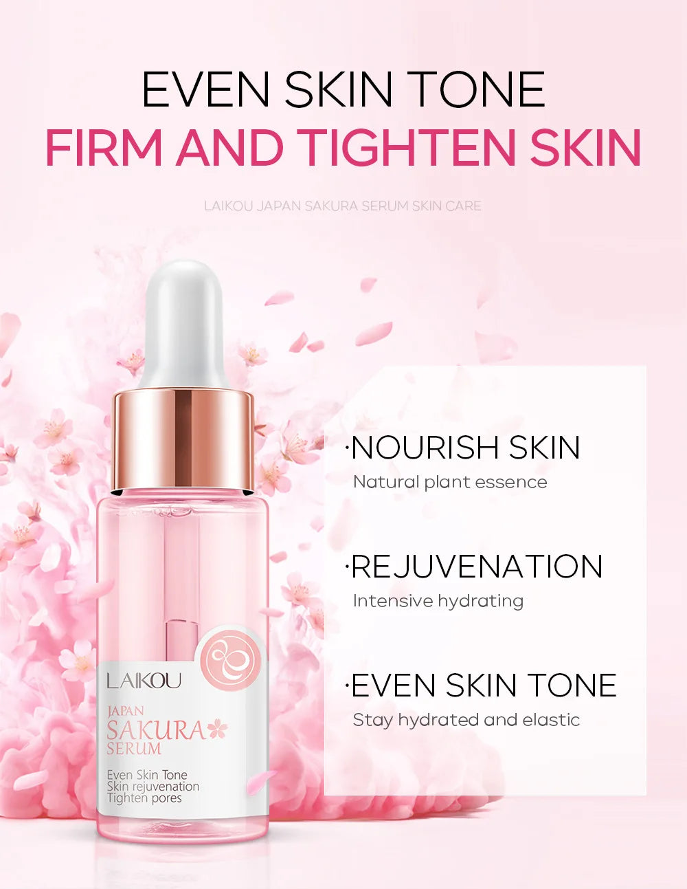 LAIKOU Sakura Face Serum 30ml – Pore-Minimizing & Hydrating Face Essence Serum QXL