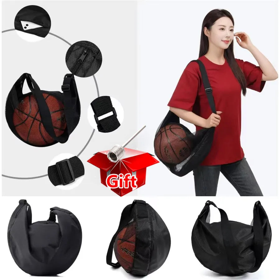 Mesh Ball Bag with Zipper & Crossbody Strap | Size 7 Sports Sports Ball Bag QXL