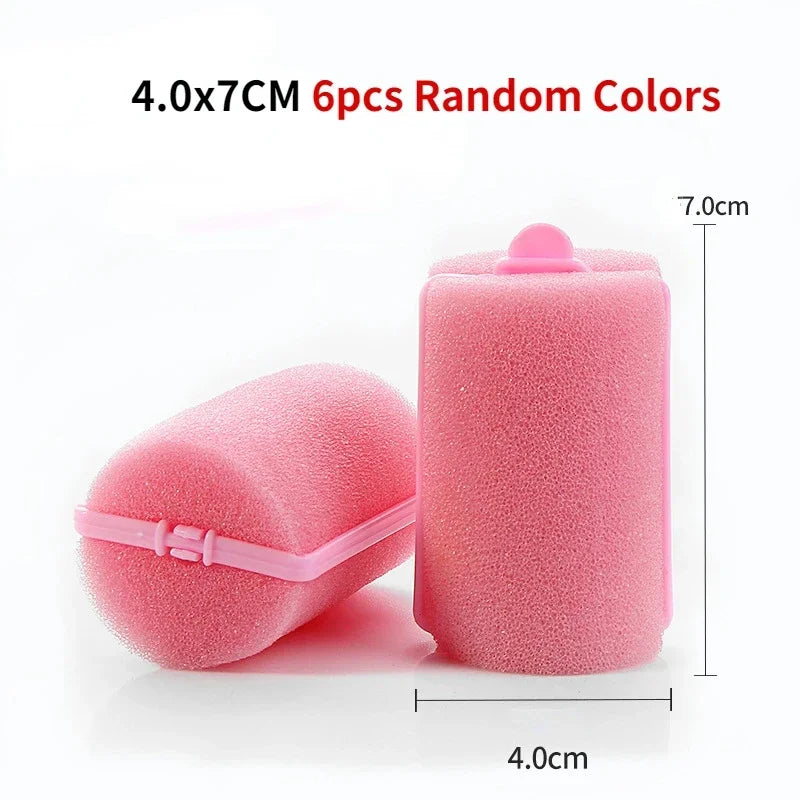 Foam Sponge Hair Curler Rollers | Heatless Curl Styling Set Hair Curler Rollers QXL 6Pcs 4cm Random