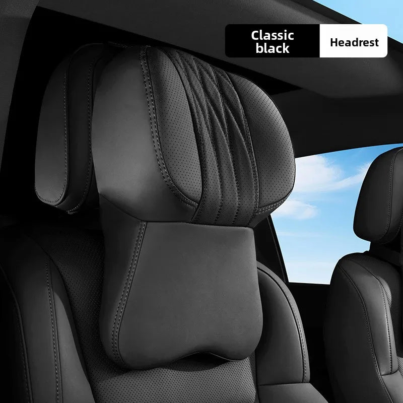Luxury Leather Car Neck Pillow & Lumbar Support Cushion Car Seat Cushion QXL