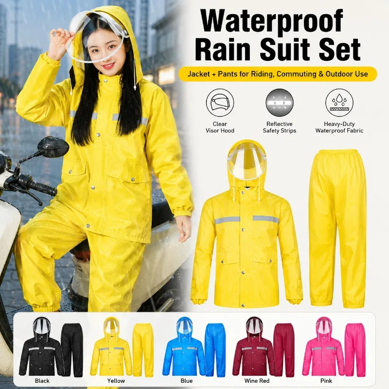 Waterproof Rain Suit | Jacket & Pants with Reflective Strips Waterproof Rain Suit QXL