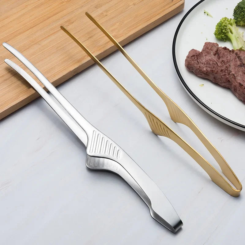 Stainless Steel Food Tongs | BBQ, Kitchen & Picnic Clip Kitchen Tongs QXL