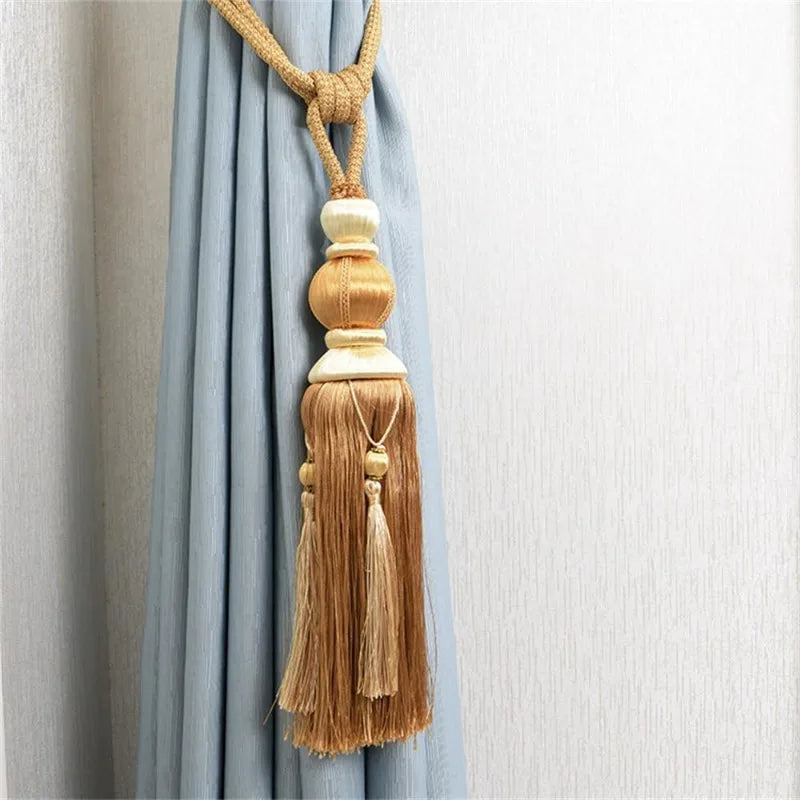 Gold Curtain Tiebacks with Hanging Ball & Tassels – 1 Pair Curtain Tiebacks QXL