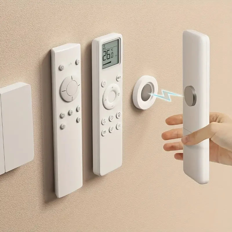 3-Pack No-Drill Magnetic Remote Holder | Wall Mount, White Remote Control Holder QXL