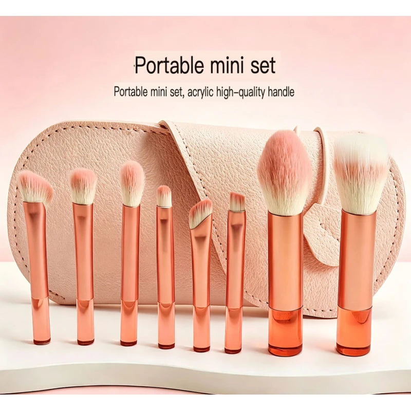 8-Piece Mini Makeup Brush Set | Crystal Handle Travel Kit Makeup Brush Set QXL