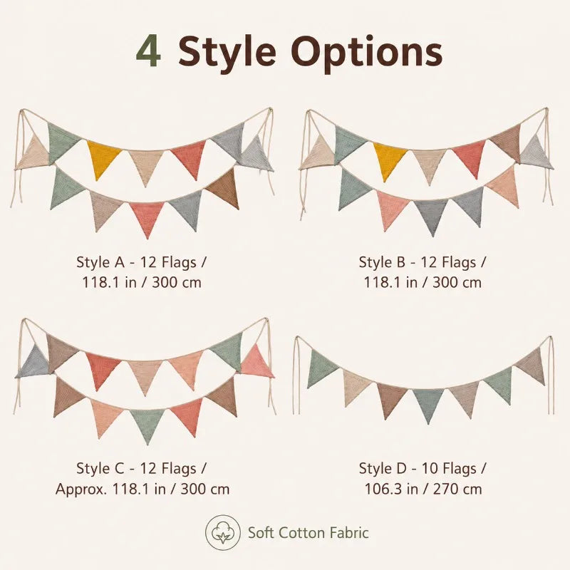 Cotton Fabric Bunting Banner | Triangle Pennant Party Garland Party Bunting Banner QXL