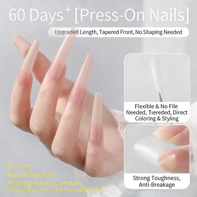 240/510-Pc Full Cover Press On Nail Tips | Home Salon Set Press On Nail Tips QXL