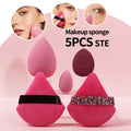 KOSSHOW 5-Pc Makeup Sponge & Velvet Powder Puff Set Makeup Sponge & Puff Set QXL Rose Red
