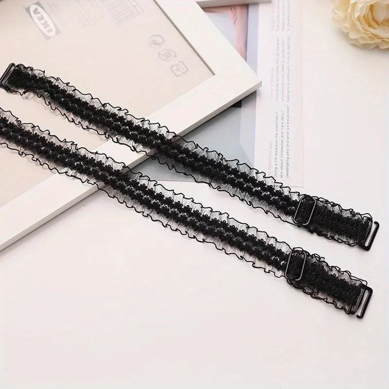 Lace Invisible Non-Slip Bra Straps & Chest Cover | One Size Bra Strap Accessories QXL