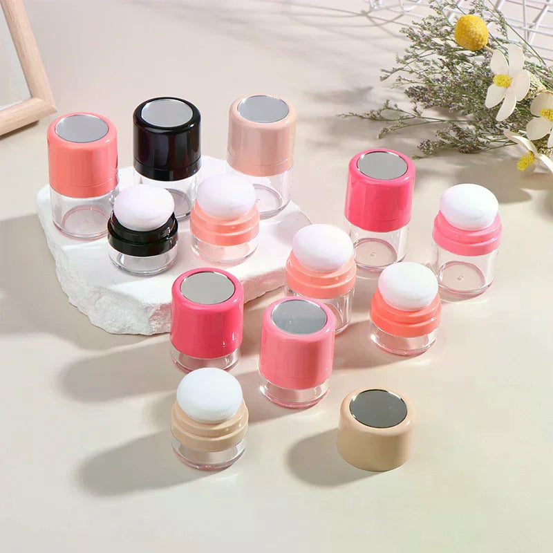 Mini Refillable Loose Powder Jar with Puff & Mirror | YOVIP Cosmetic Powder Jar QXL