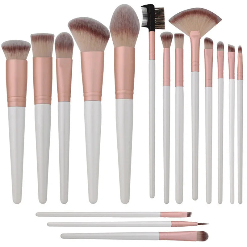 16-Piece Makeup Brush Set | Wood Handles & PU Travel Bag Makeup Brush Set QXL