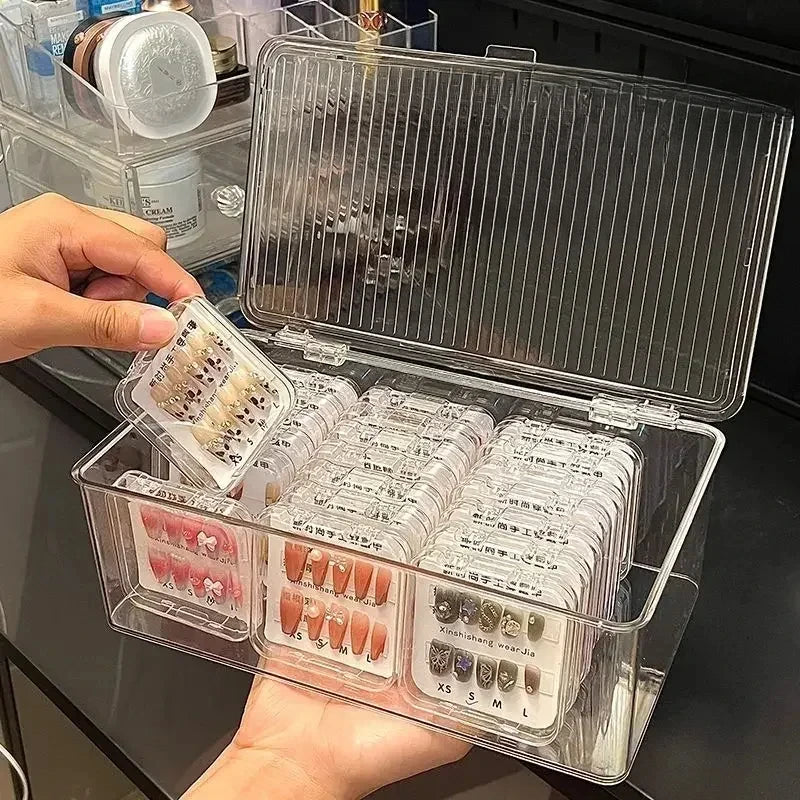 Clear Acrylic Press-On Nail Storage & Display Organizer Box Nail Storage Organizer QXL