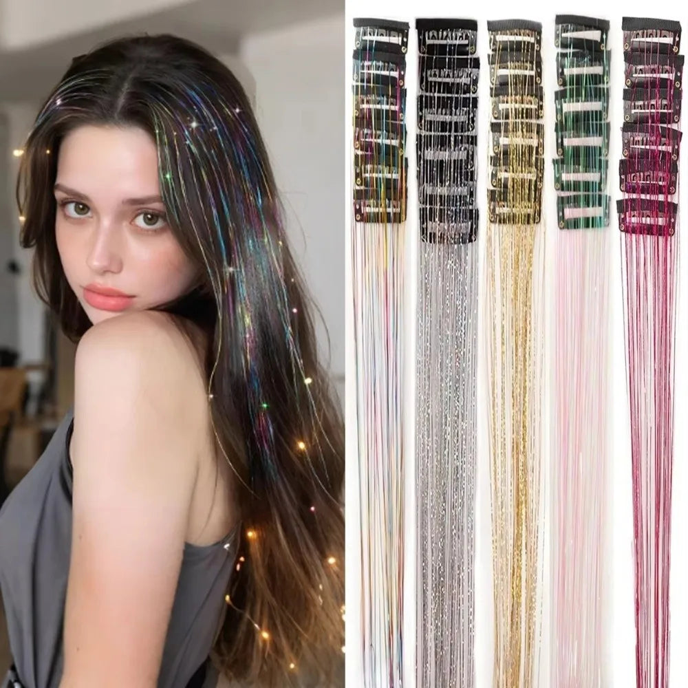 Clip-In Fairy Hair Highlight Extension | Glitter Hairpiece 50cm Clip-In Hair Extension QXL