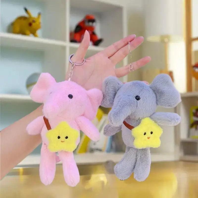 Star Elephant Plush Keychain | Cute Animal Key Ring Gift Plush Keychain QXL