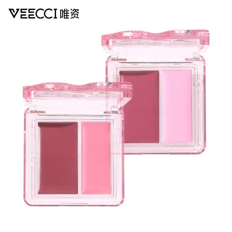 VEECCI Dual-Color Watery Blush Cream | Matte & Dewy Cheek Rouge Cream Blush QXL