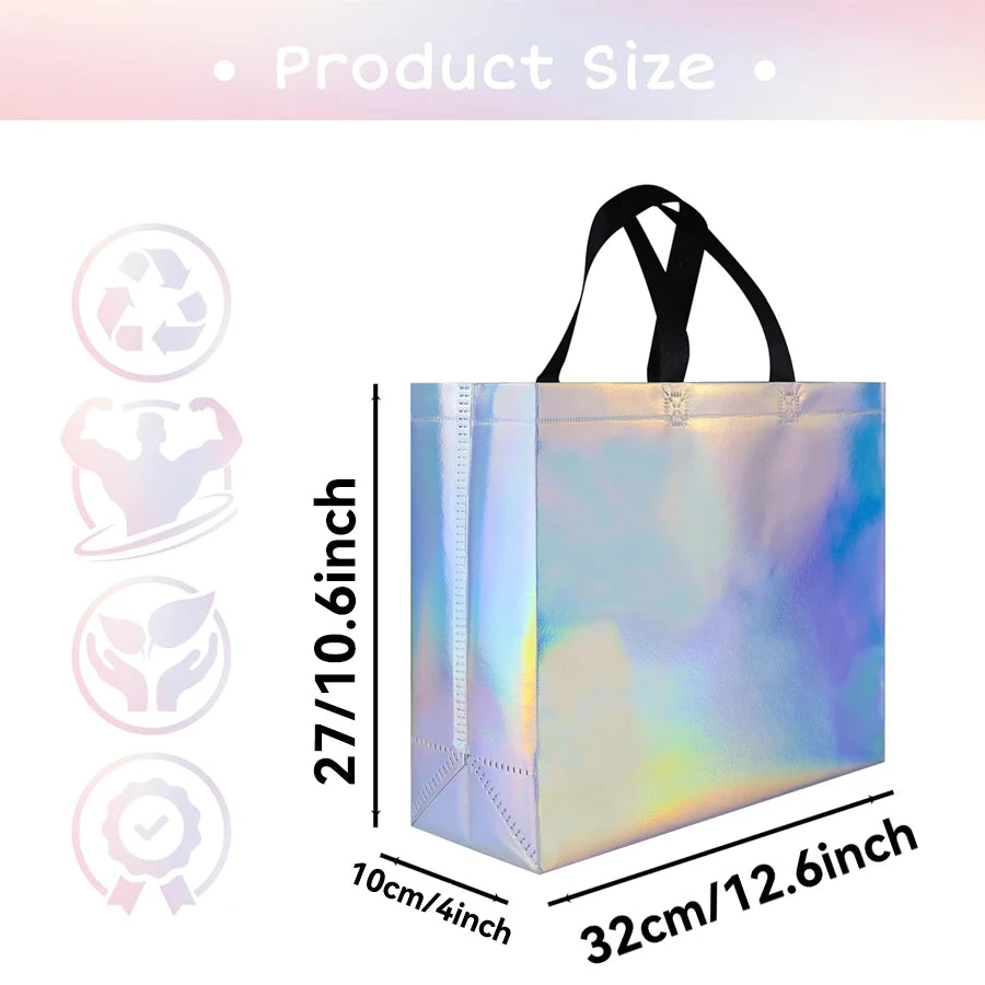Iridescent Gift Bags Bulk 8/16 Pcs | Glossy Reusable Goodie Bags Gift Bags QXL