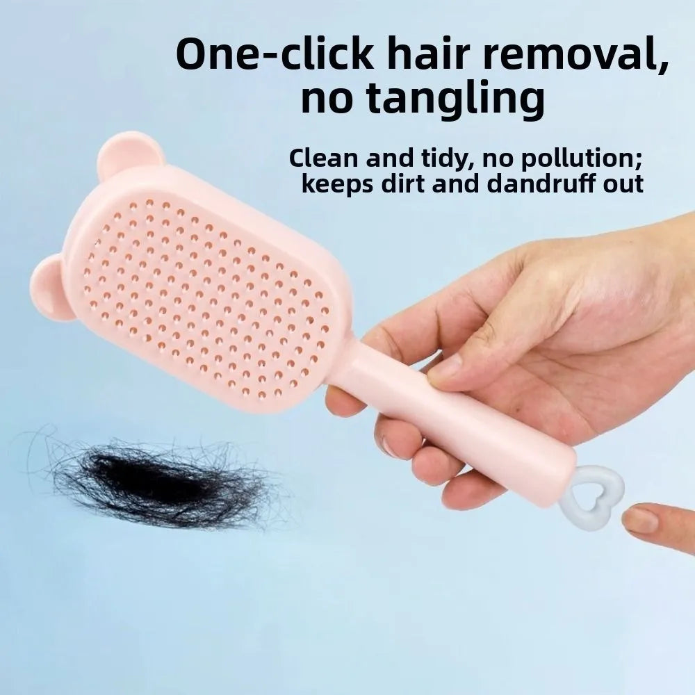 Self-Cleaning Retractable Hair Brush | Anti-Static Scalp Massager Scalp Massage Brush QXL