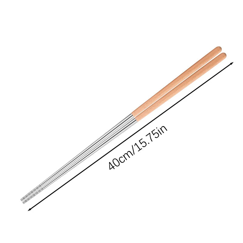 Long Stainless Steel Cooking Chopsticks | Reusable 40cm Pair Cooking Chopsticks QXL 1Pair