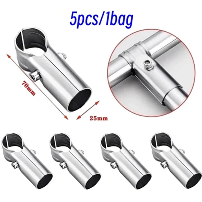 5-Pack 25mm Stainless Steel Structural Pipe Tube Connectors Pipe Tube Connectors QXL Two Way 5pcs