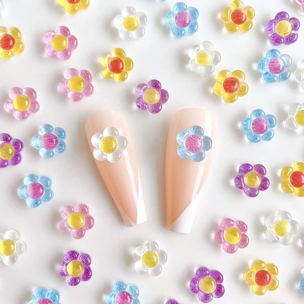 20-Pack 3D Ice Flower Nail Charms | Kawaii Resin Decorations Nail Art Charms QXL 20pcs 8mm