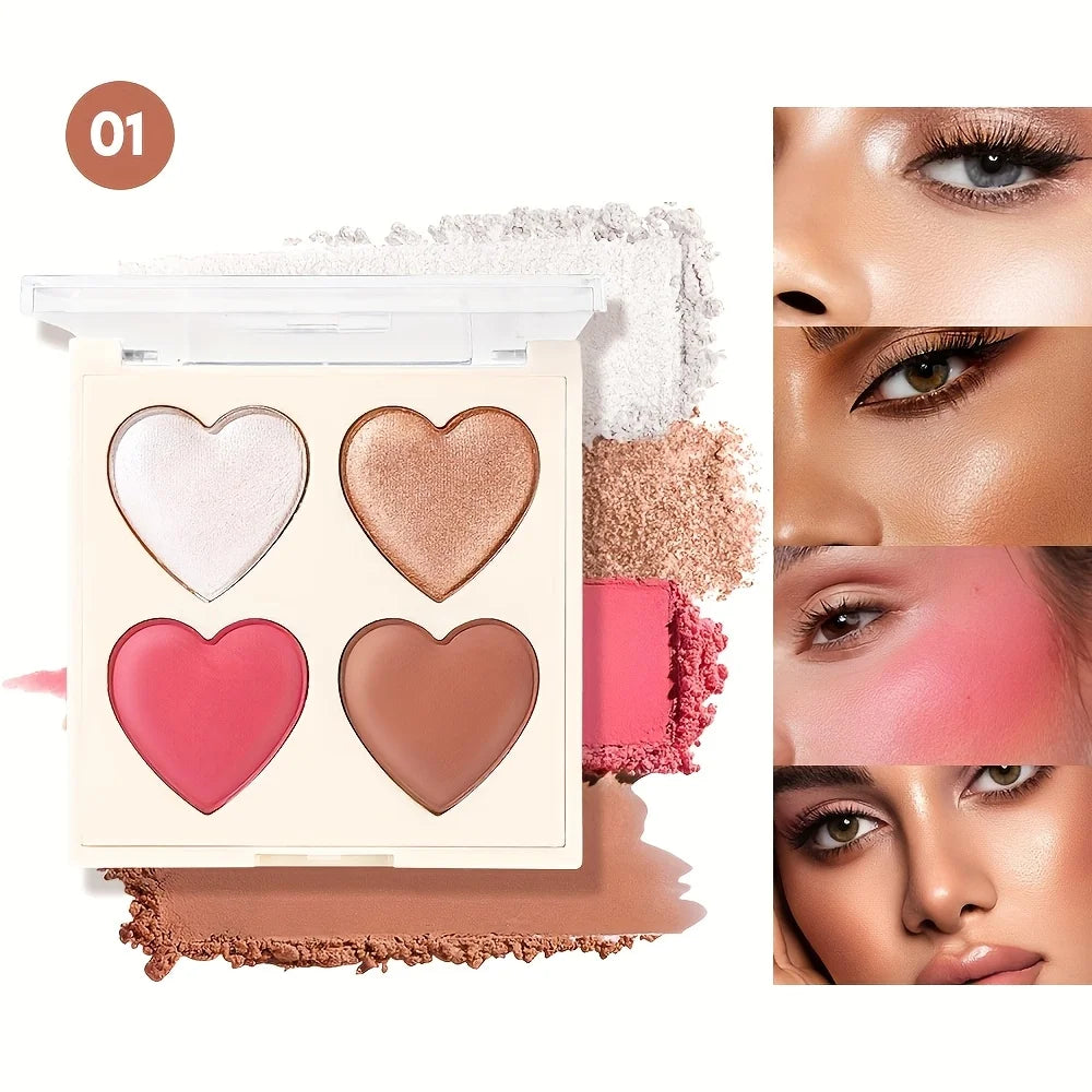 Baked Powder Palette – Contour, Highlighter & Blush Heart Design Baked Powder Palette QXL 01