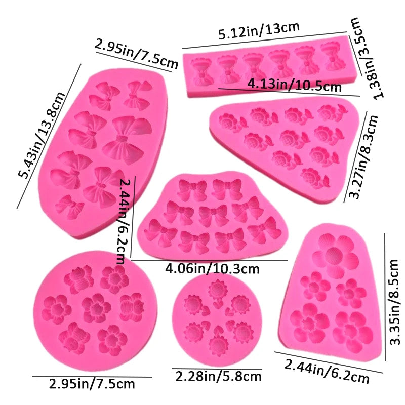 Cartoon Flowers Bow Bee Fondant Silicone Mold | Cake Decor Fondant Silicone Mold QXL