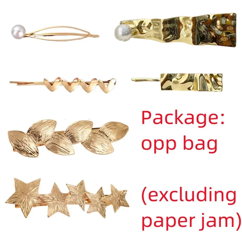 Geometric Retro Hair Clip | Diamond Metal Side Clip for Women Hair Clip Set QXL