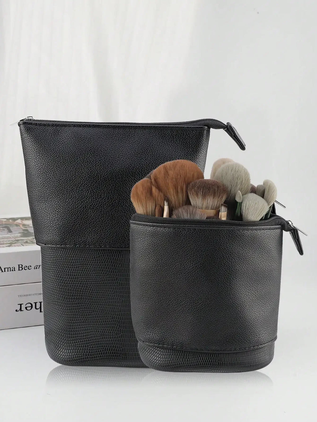 Foldable Standing Makeup Brush Bag – Holds 100 Brushes Makeup Brush Bag QXL