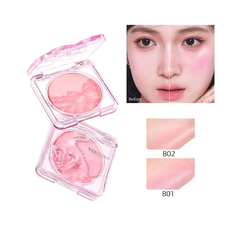 VEECCI Lace Satin Blush – Buildable Pink & Peach Cheek Powder Cheek Blush Powder QXL
