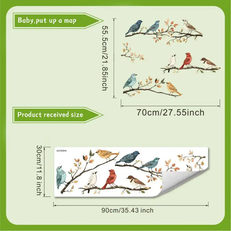 Watercolor Bird & Branches Removable Wall & Window Decal Wall Decal Sticker QXL