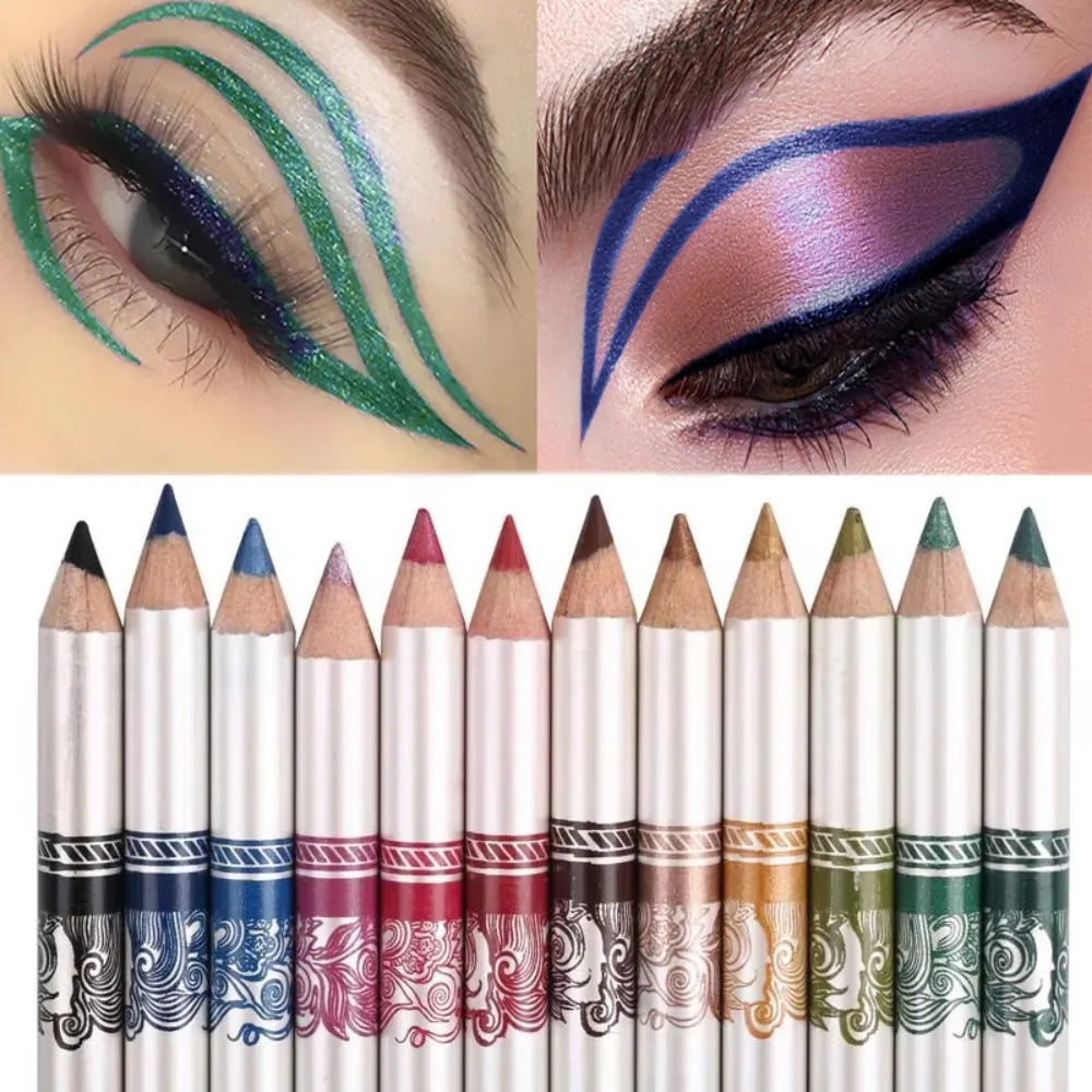 12-Pack 2-in-1 Eyeliner & Lip Pencil | 12 Colors Waterproof Eyeliner Pencil Set QXL