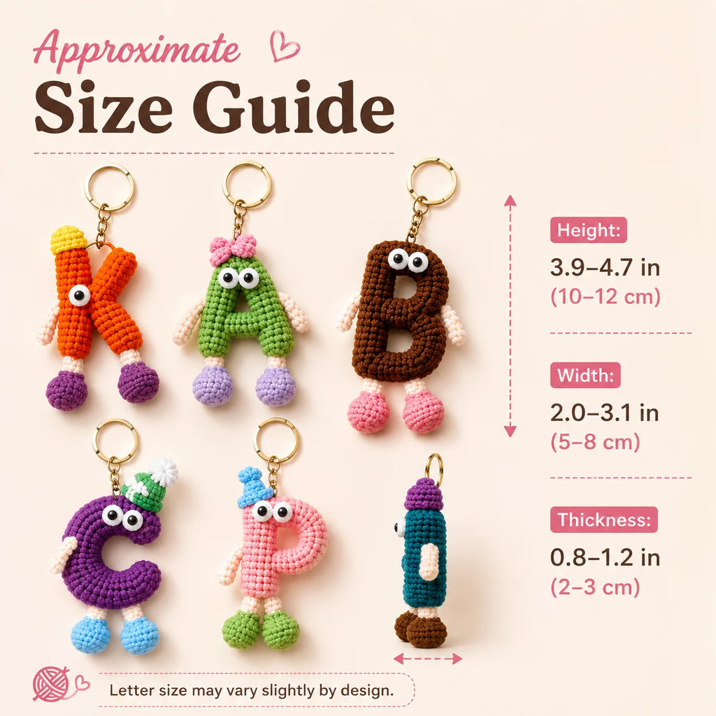 Handmade Crochet Letter Keychain | Alphabet Initial Bag Charm Crochet Letter Keychain QXL