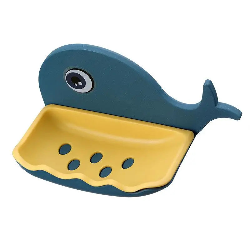 Whale-Shaped No-Drill Soap Dish | Double-Layer Drainage Soap Dish QXL Dark blue