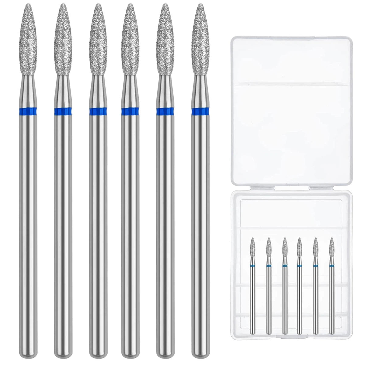 6-Piece Diamond Nail Drill Bit Set | 3/32" Cuticle Remover Nail Drill Bit Set QXL SET3